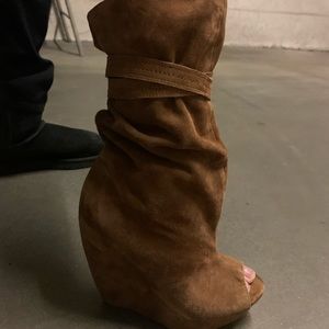 Report wedges, platformed boots